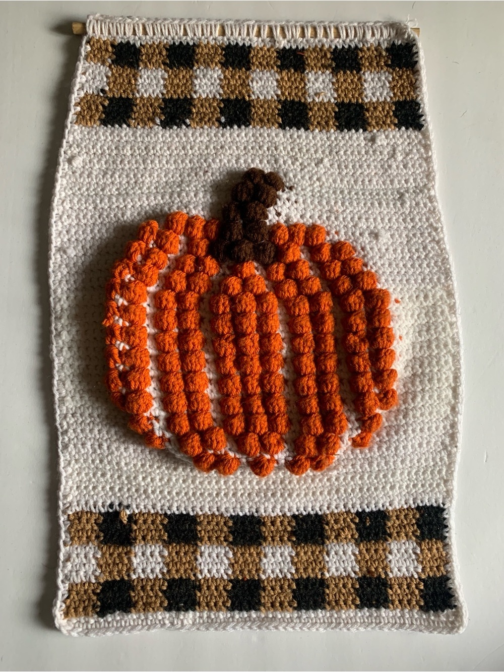 Crocheted Pumpkin Wall Tapestry